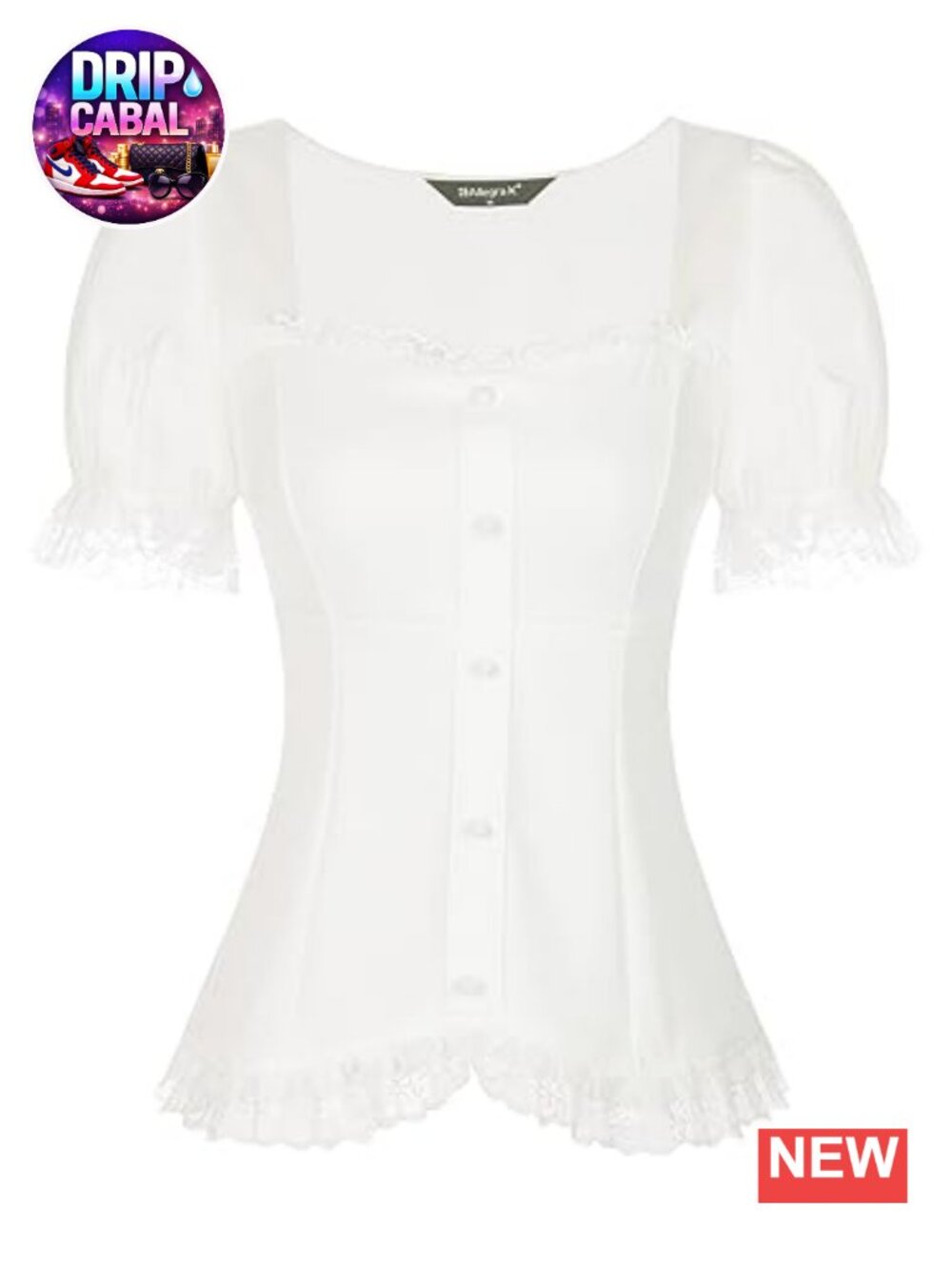 Renaissance Victorian Blouse Puff Sleeve Lace Up Halloween Costume Top